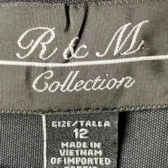 R&M COLLECTION WOM SIZE 12 BLACK DRESS FAUX WRAP RHINESTONE ACCENT AT WAIST - Picture 7 of 14